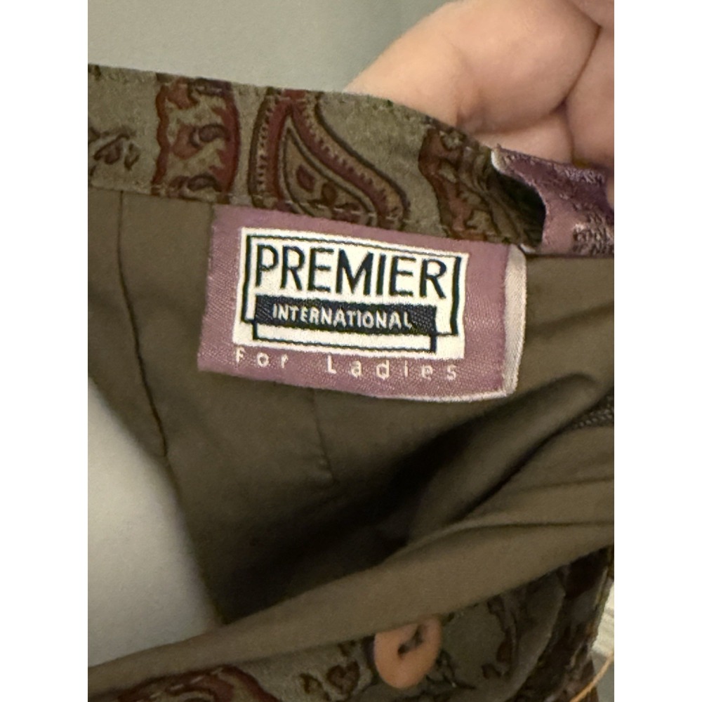 VTG Premier International Maxi Skirt Chiffon Olive/Black Paisley Whimsy Sz 14 - Picture 6 of 8